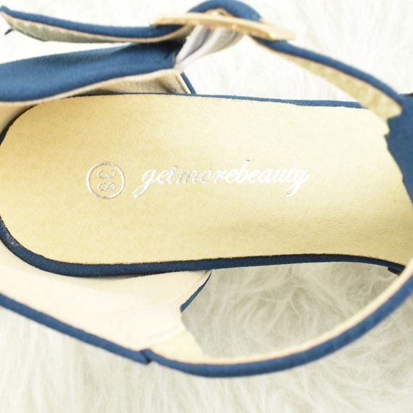 Get More Beauty Blue Open Toe Heels Size 38 - Picture 9 of 9